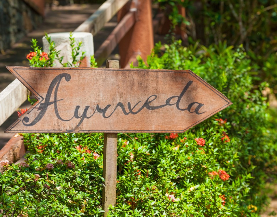 A sign in the garden of Ayurveda in Sri Lanka